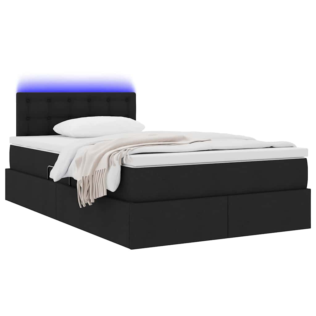 Thumbnail - vidaXL Bett mit Stauraum und LED mit LED Schwarz 120 x 190 cm Stoff