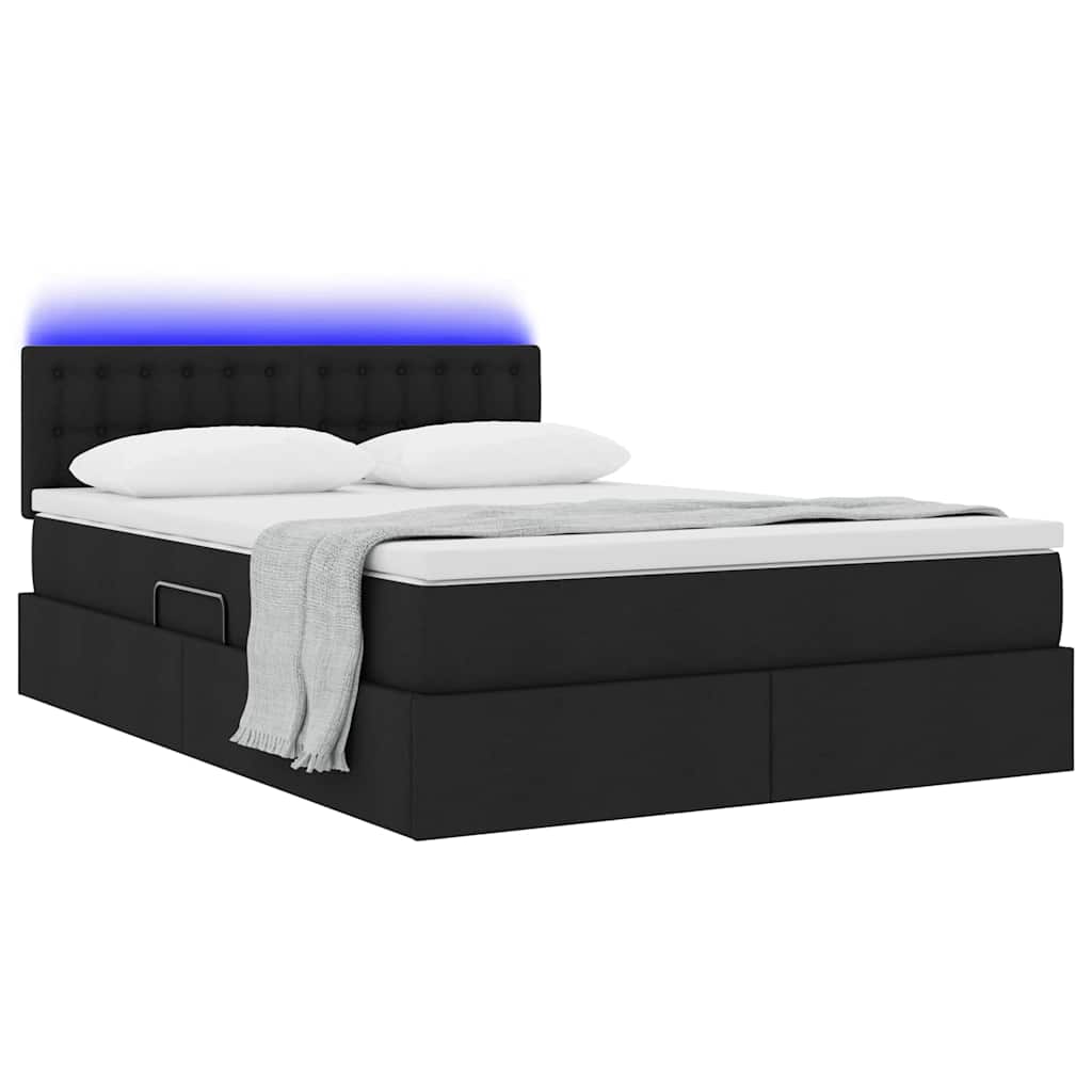 Thumbnail - vidaXL Bett mit Stauraum und LED Schwarz 140 x 200 cm Polyester