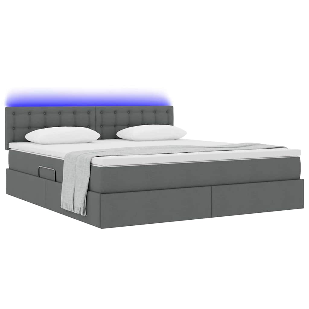 Thumbnail - vidaXL Bett mit Stauraum und LED mit LED Dunkelgrau 160 x 200 cm Stoff