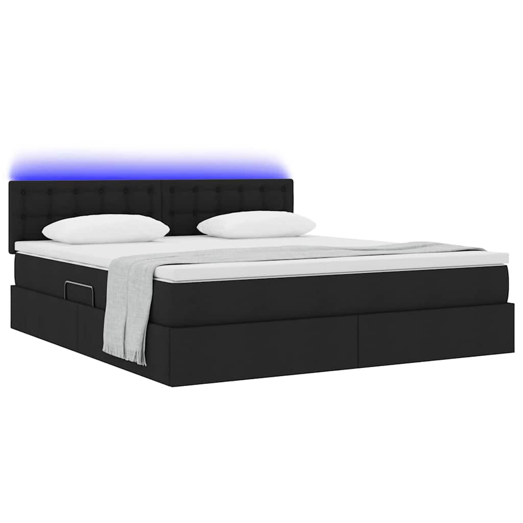 Thumbnail - vidaXL Bett mit Stauraum und LED mit LED Schwarz 160 x 200 cm Stoff