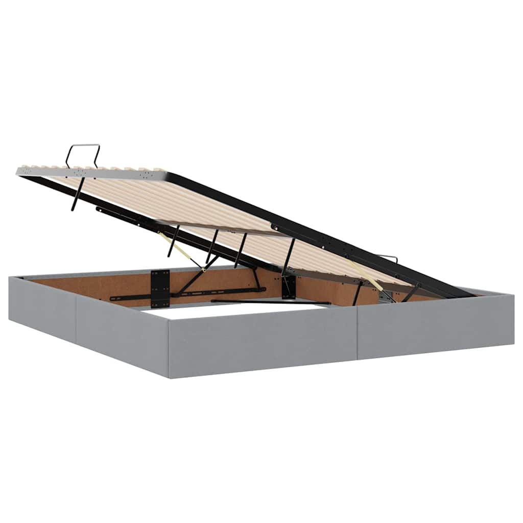 Voodi LED -ribatuledega peaga Helehall 180 x 200 cm kangas - Image 7