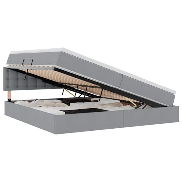 vidaXL LED-iga voodiraam koos madratsiga Helehall 200 x 200 cm kangas