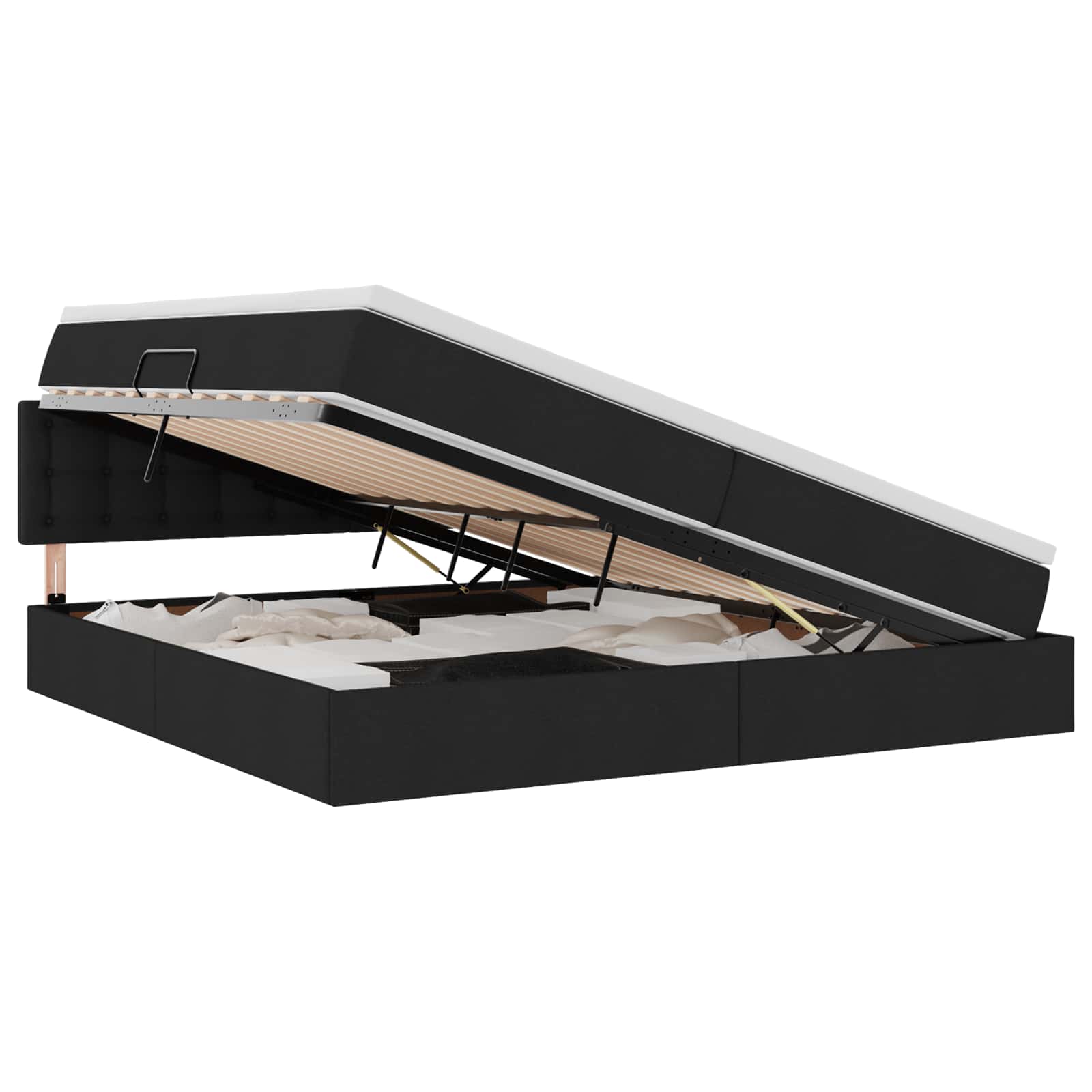 Thumbnail - vidaXL Bett mit Stauraum und LED Schwarz 200 x 200 cm Polyester