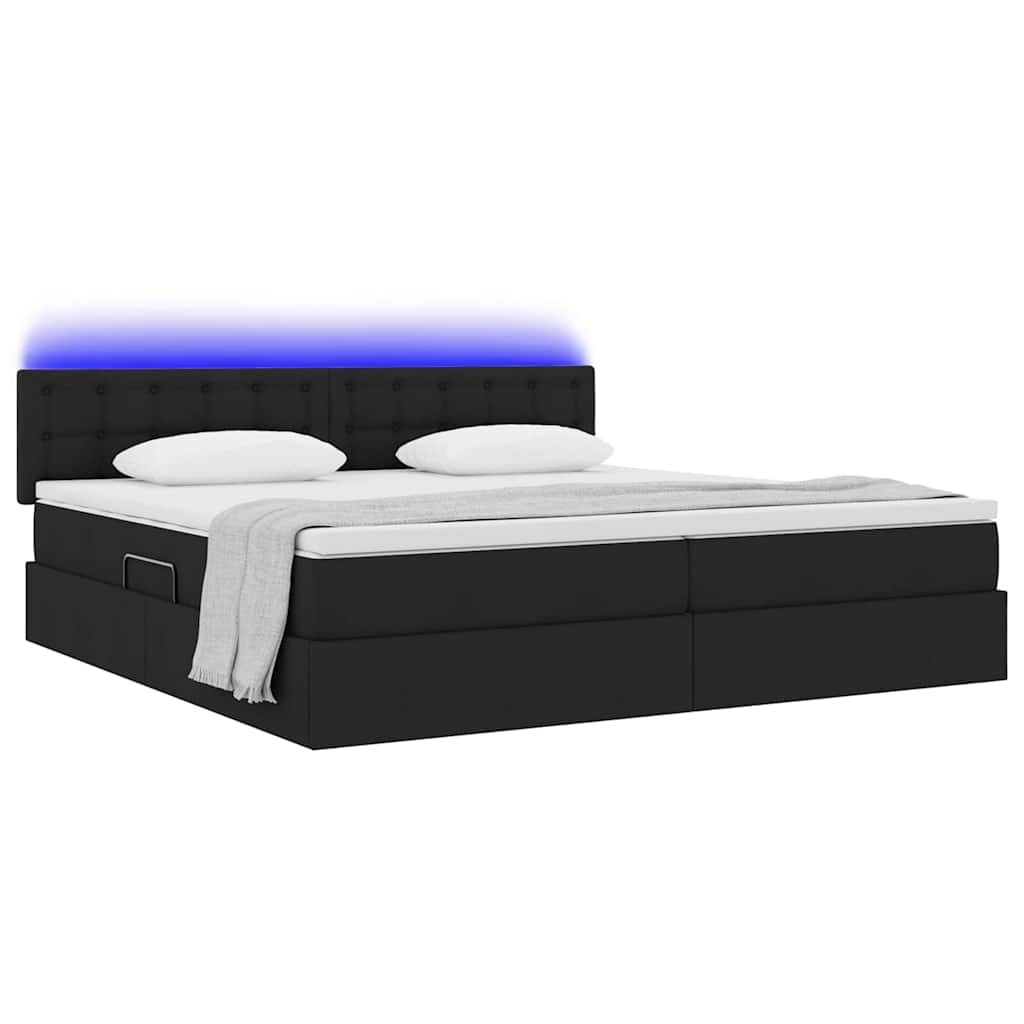 Thumbnail - vidaXL Bett mit Stauraum und LED Schwarz 200 x 200 cm Polyester