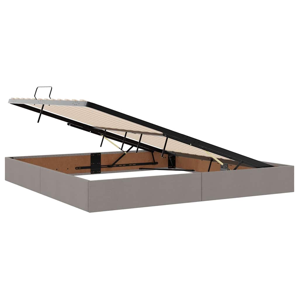 Voodi LED -ribatuledega peaga Pruunikashall 200 x 200 cm kangas - Image 7