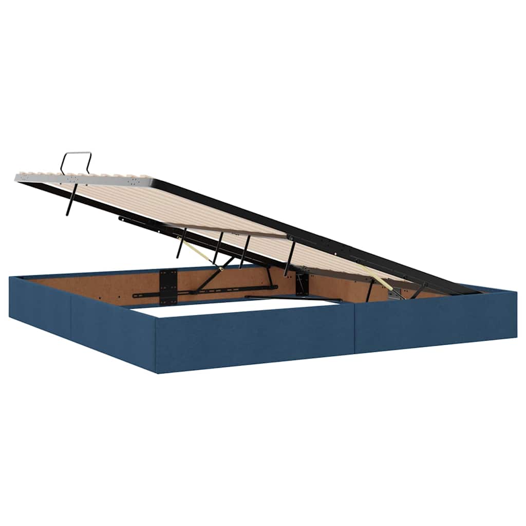 Voodi LED -ribatuledega peaga Sinine 200 x 200 cm kangas - Image 7