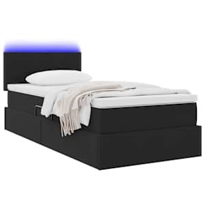 LED postel s úložným prostorem a matrací Černá 90 x 190 cm - obrázek 3