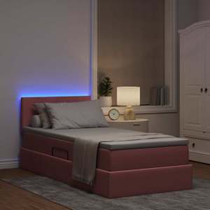 LED postel s úložným prostorem a matrací Růžová 90 x 190 cm - obrázek 5