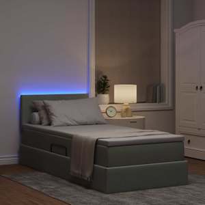 LED postel s úložným prostorem a matrací Světle šedá - obrázek 5