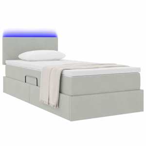 LED postel s úložným prostorem a matrací Světle šedá - obrázek 3