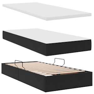 LED postel s úložným prostorem a matrací Černá 90 x 200 cm - obrázek 9