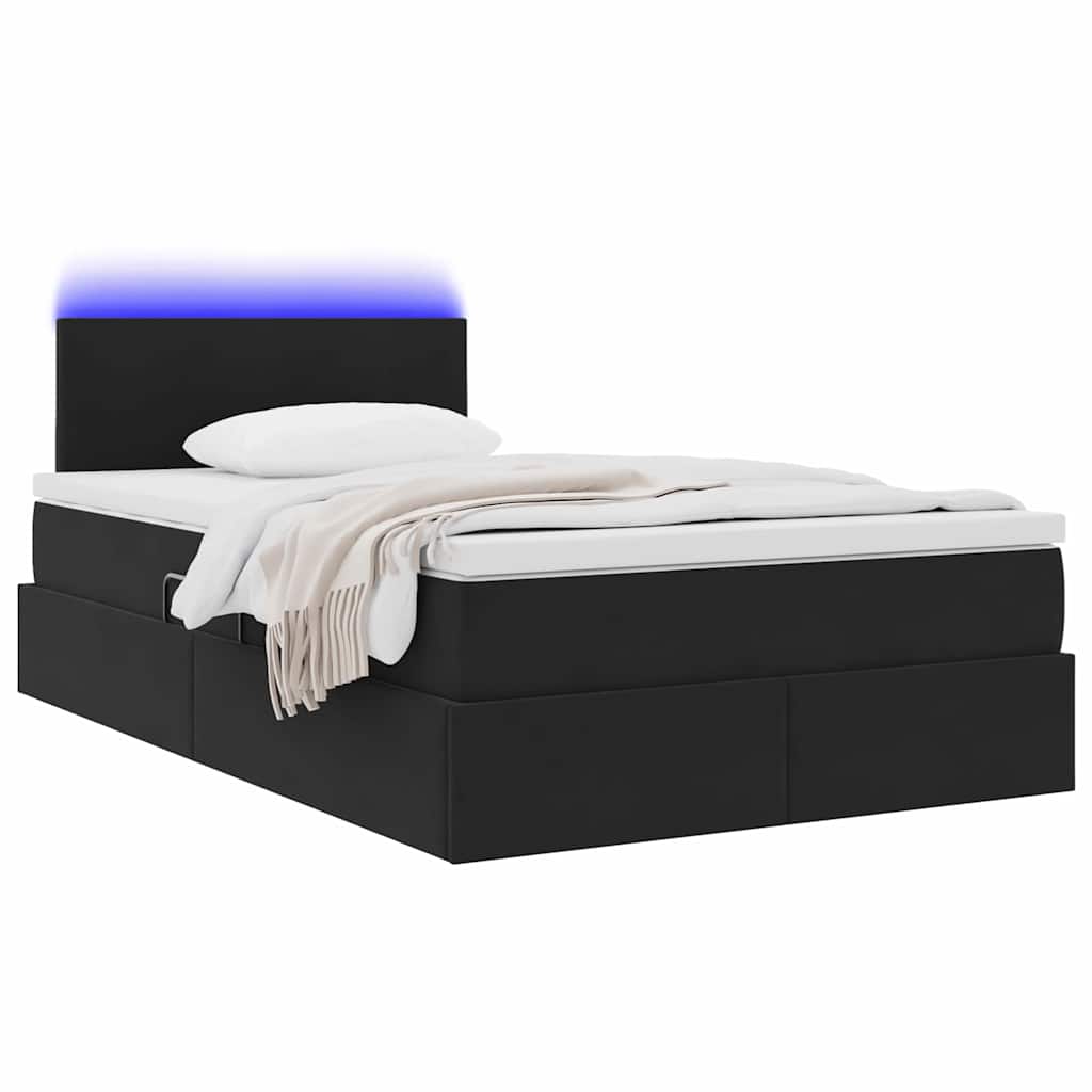 Thumbnail - vidaXL Bett mit LED-Lichtleisten Schwarz 120 x 200 cm Samt