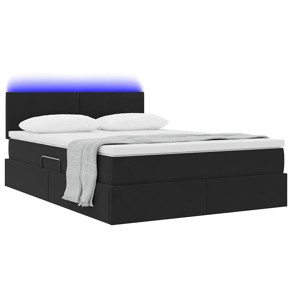 Thumbnail - vidaXL Bett mit Stauraum und LED mit LED Schwarz 140 x 190 cm Samt