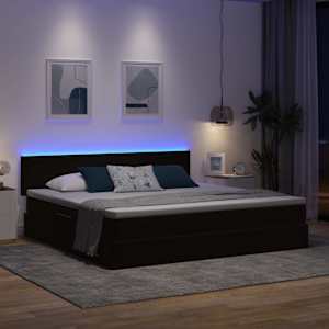 LED postel s úložným prostorem a matrací Černá 200 x 200 cm - obrázek 5