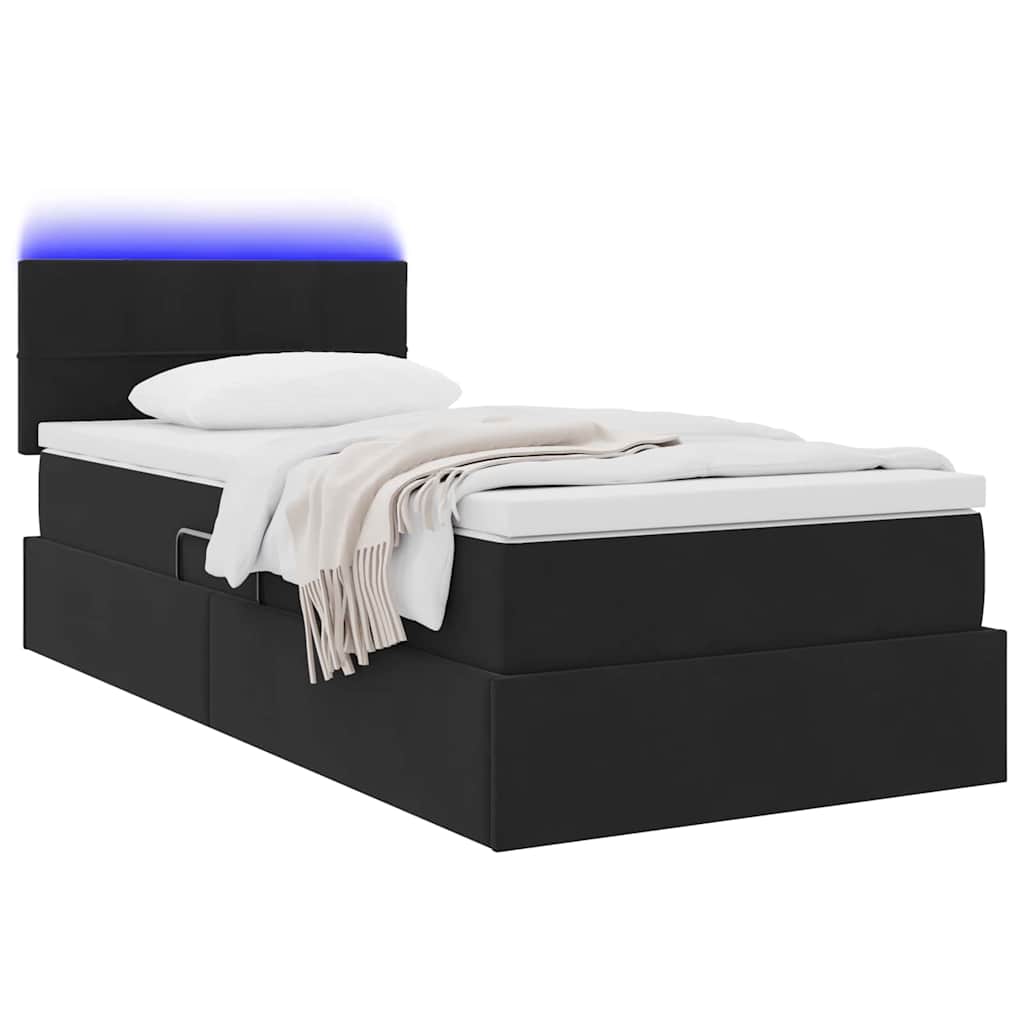 Thumbnail - vidaXL Bett mit Stauraum und LED mit Matratze Schwarz 90 x 200 cm Samt