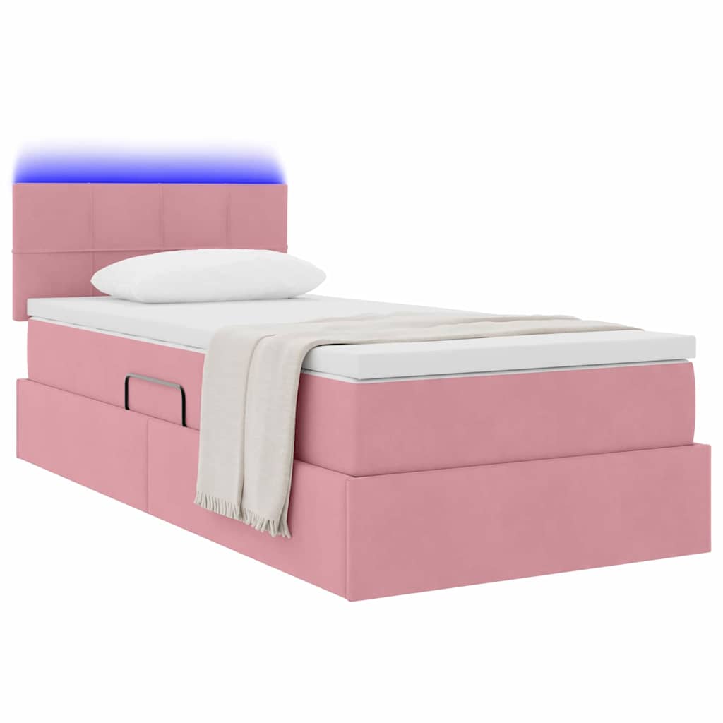 Thumbnail - vidaXL Bett mit Stauraum und LED mit Matratze Rosa 90 x 200 cm Samt