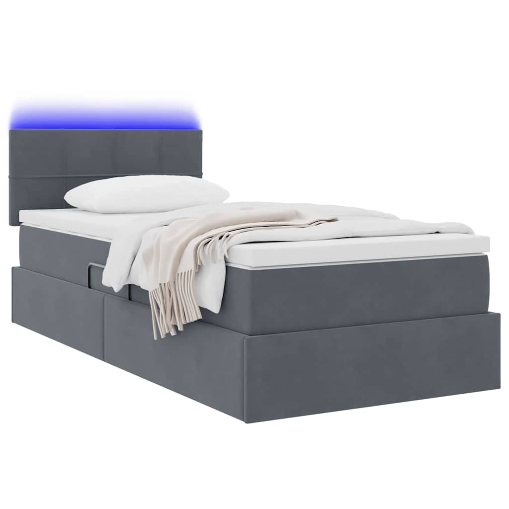 Thumbnail - vidaXL Bett mit Stauraum und LED mit LED Dunkelgrau 100 x 200 cm Samt
