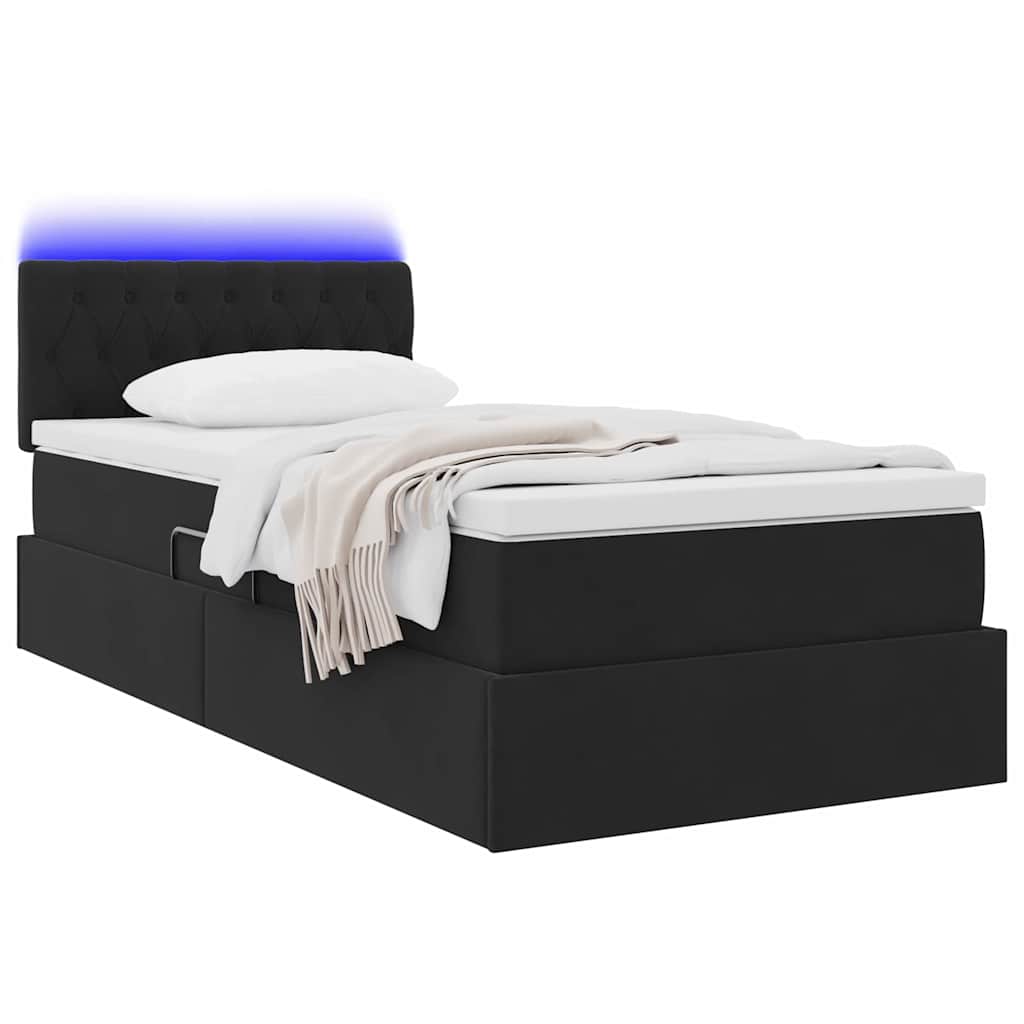 Thumbnail - vidaXL Bett mit Stauraum und LED mit Matratze Schwarz 90 x 190 cm Samt