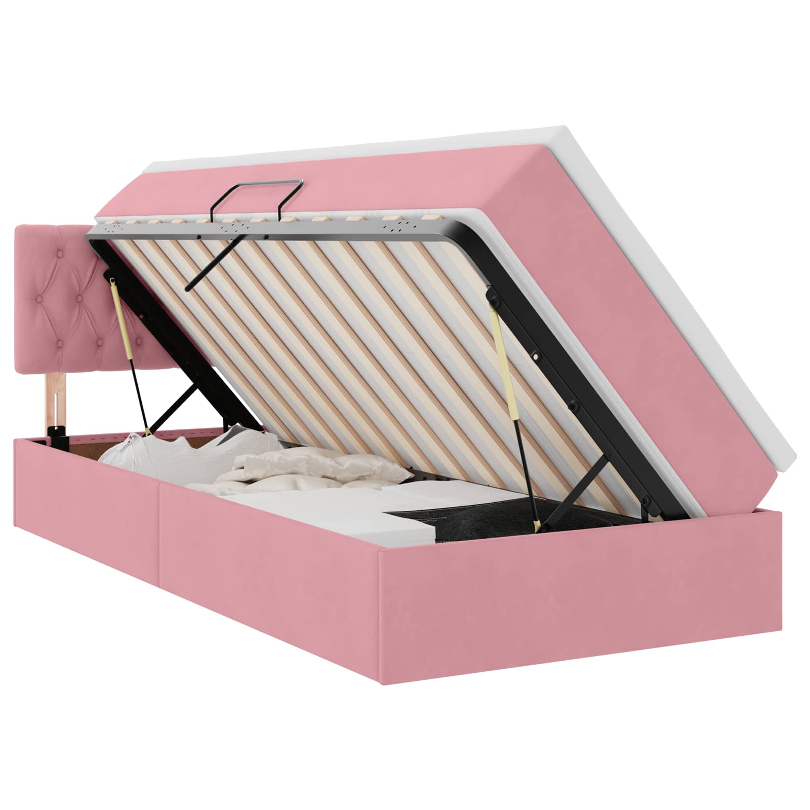 vidaXL LED Opslagbed met Matras Roze 90 x 190 cm Fluweel, foto 3