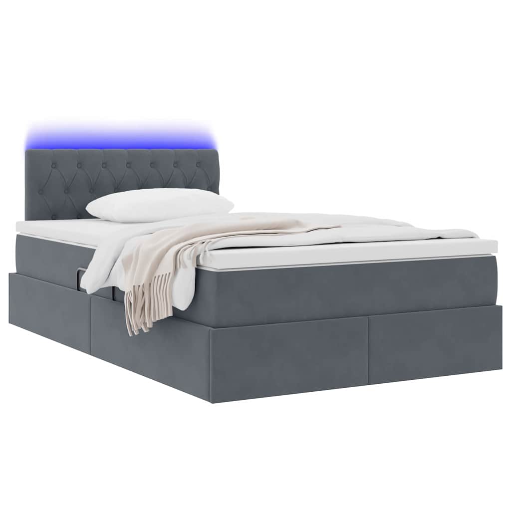 Thumbnail - vidaXL Bett mit Stauraum und LED mit LED Dunkelgrau 120 x 200 cm Samt