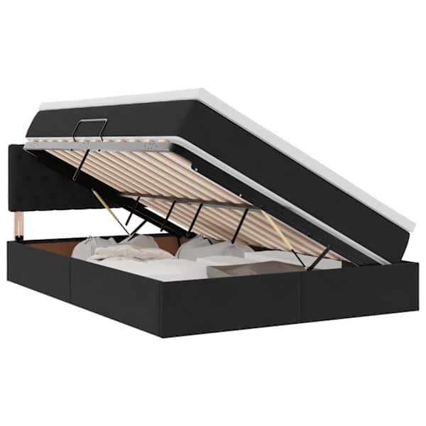 vidaXL LED-iga voodiraam koos madratsiga Must 140 x 200 cm Samet
