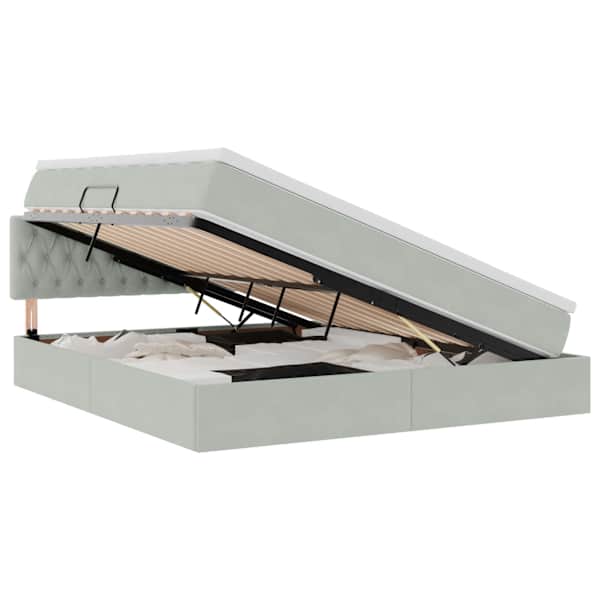 vidaXL LED-iga voodiraam koos madratsiga Helehall 180 x 200 cm Samet