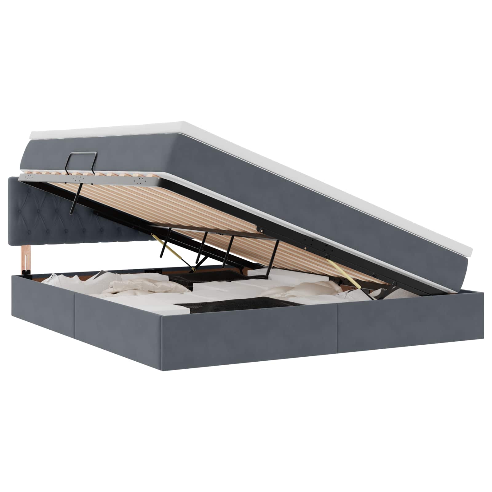 vidaXL LED Opslagbed met Matras Donkergrijs 180 x 200 cm Fluweel grijs, foto 3