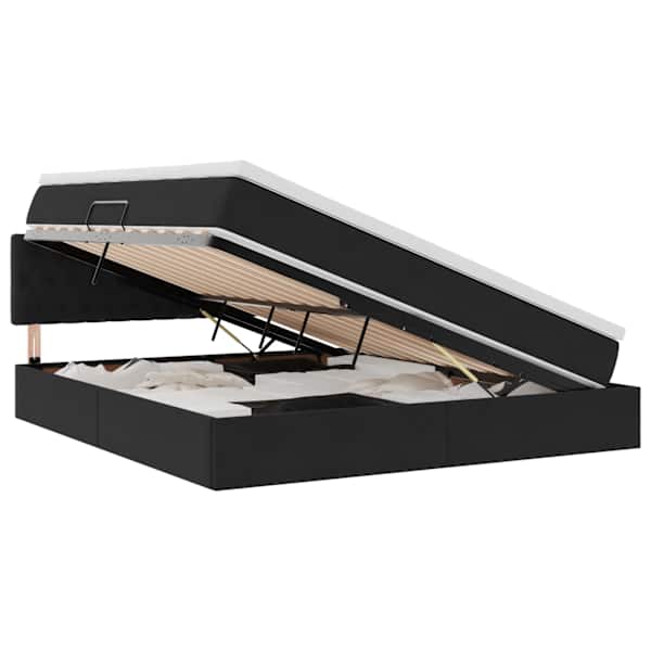 vidaXL LED-iga voodiraam koos madratsiga Must 180 x 200 cm Samet