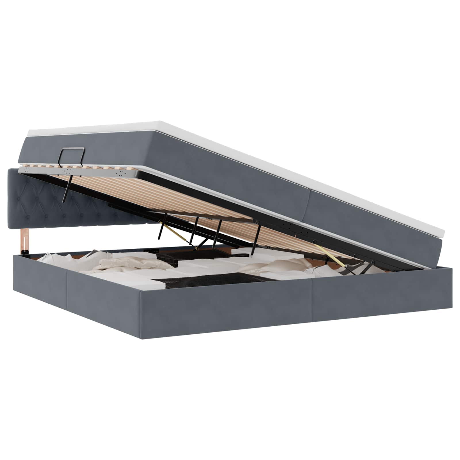 Voodi LED -ribatuledega peaga Tumehall 200 x 200 cm Samet - Image 2