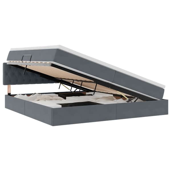 vidaXL LED-iga voodiraam koos madratsiga Tumehall 200 x 200 cm Samet