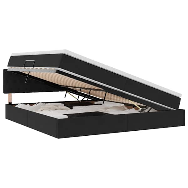 vidaXL LED-iga voodiraam koos madratsiga Must 200 x 200 cm Samet