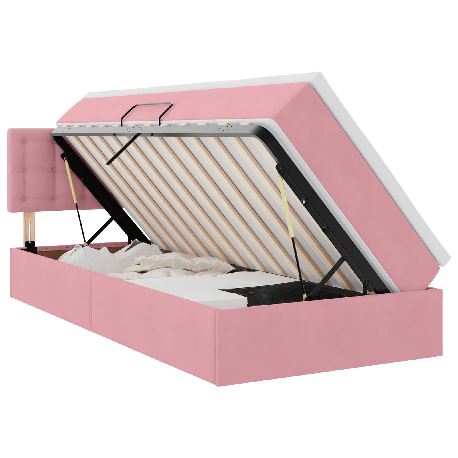 vidaXL LED Opslagbed met Matras Roze 90 x 190 cm Fluweel, foto 3