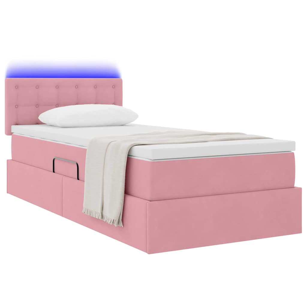 Thumbnail - vidaXL Bett mit Stauraum und LED mit Matratze Rosa 100 x 200 cm Samt
