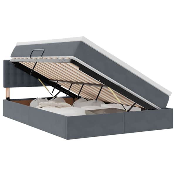 vidaXL LED-iga voodiraam koos madratsiga Tumehall 140 x 190 cm Samet