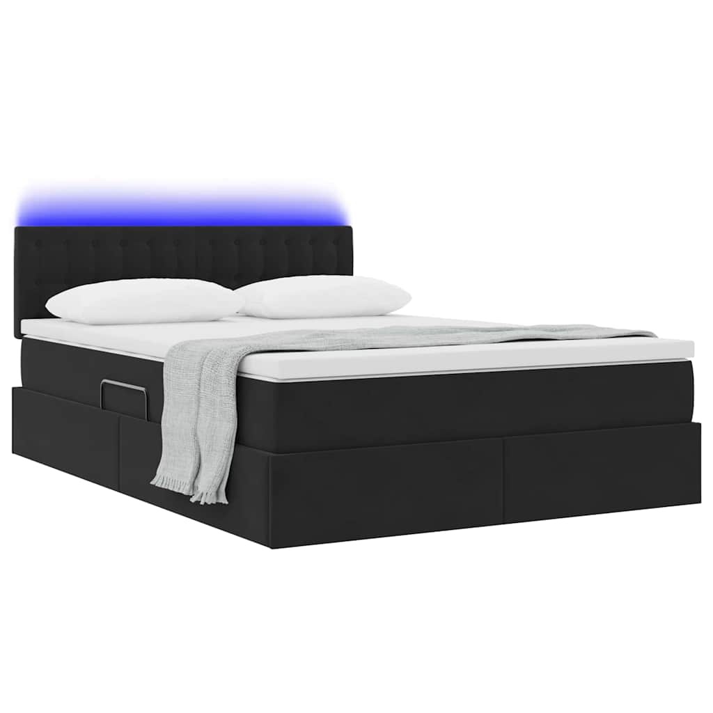 Thumbnail - vidaXL Bett mit Stauraum und LED Schwarz 140 x 200 cm Samt