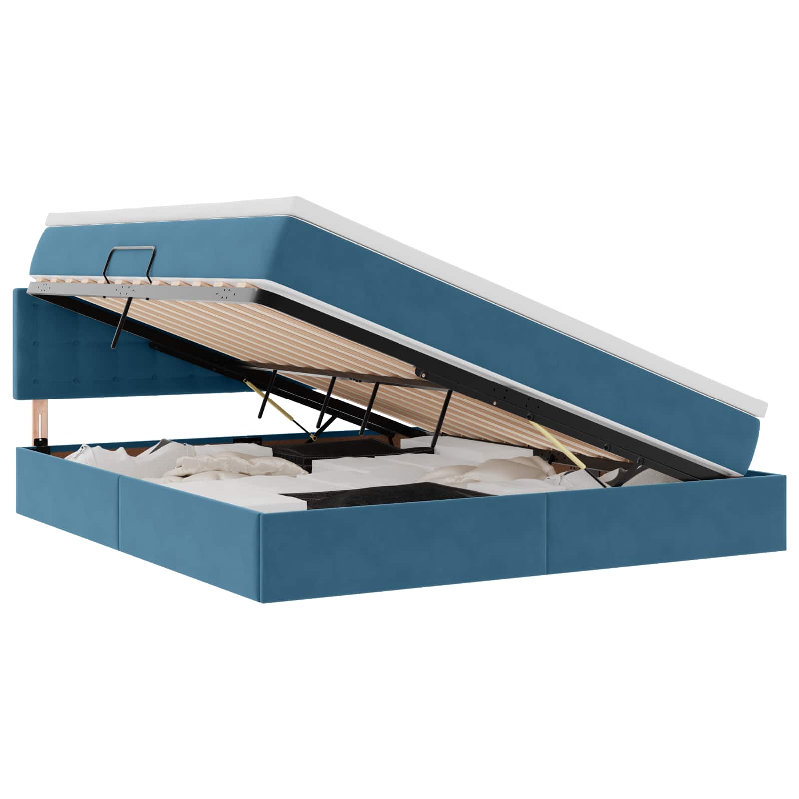 vidaXL LED Opslagbed met Matras Donkerblauw 180 x 200 cm Fluweel blauw, foto 3
