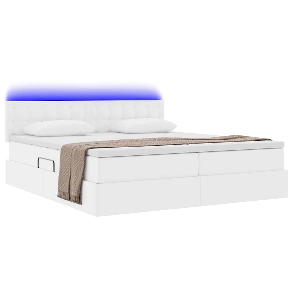 Thumbnail - vidaXL Bett mit Stauraum und LED Reinweiß 200 x 200 cm Kunstleder