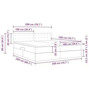 Postel s úložným prostorem a LED osvětlením Šedá 200 x 200 cm - obrázek 18