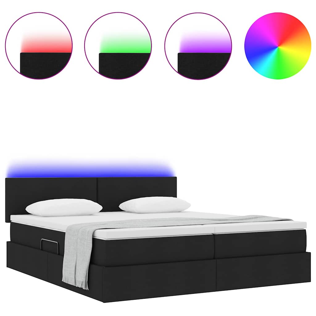 vidaXL LED Opslagbed met Matras Zwart 180 x 200 cm Stof, foto 4