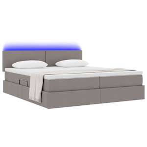 Postel s LED pásovými světly s čelo Taupe 180 x 200 cm textil - obrázek 3
