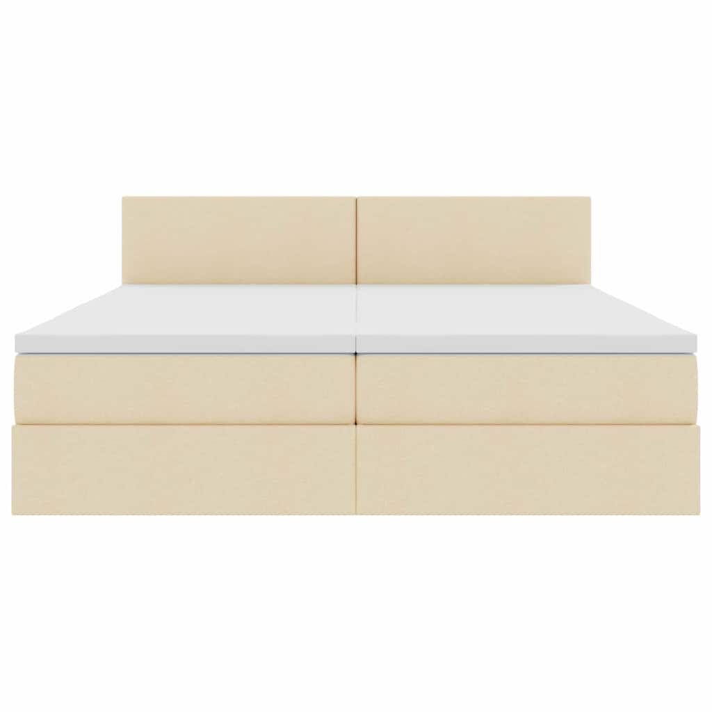 Postelja z LED lučmi z vzglavjem Krema 200 x 200 cm blago - slika 12