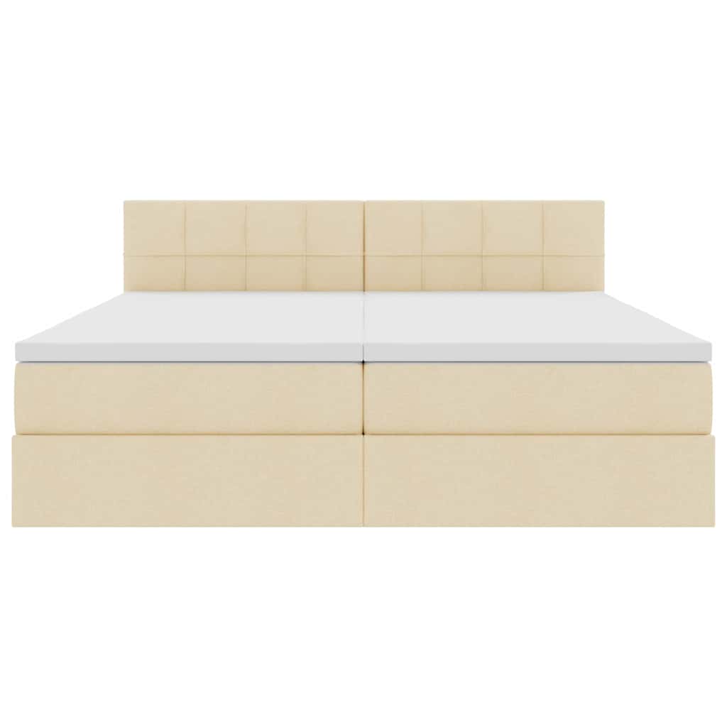 Postelja z LED lučmi z vzglavjem Krema 200 x 200 cm blago - slika 12