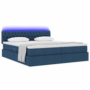Postel s LED pásovými světly s čelo Modrá 200 x 200 cm textil - obrázek 3