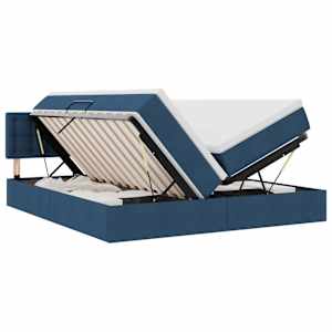 vidaXL LED-iga voodiraam koos madratsiga Sinine 180 x 200 cm kangas