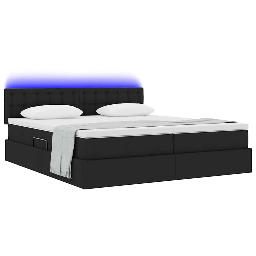 Thumbnail - vidaXL Bett mit LED-Lichtleisten Schwarz 200 x 200 cm Stoff