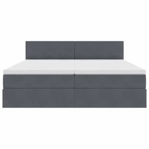 Postel s LED pásky s čelo Tmavě šedá 200 x 200 cm samet - obrázek 11