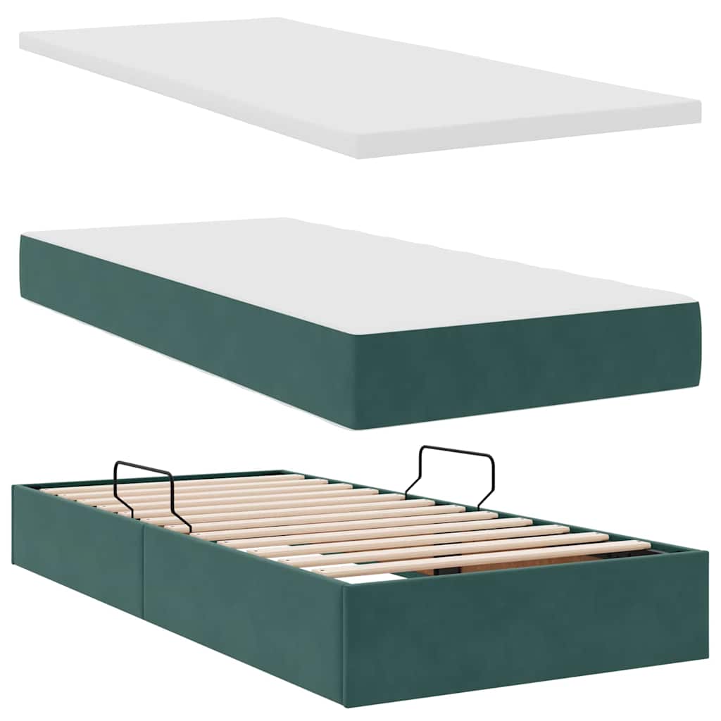 Postel s LED pásky s čelo Tmavě zelená 200 x 200 cm samet - obrázek 9