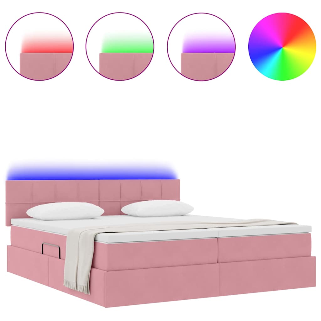 vidaXL LED Opslagbed met Matras Roze 180 x 200 cm Fluweel, foto 4