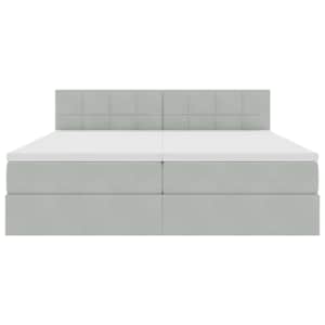 Postel s LED pásky s čelo Světle šedá 200 x 200 cm samet - obrázek 11