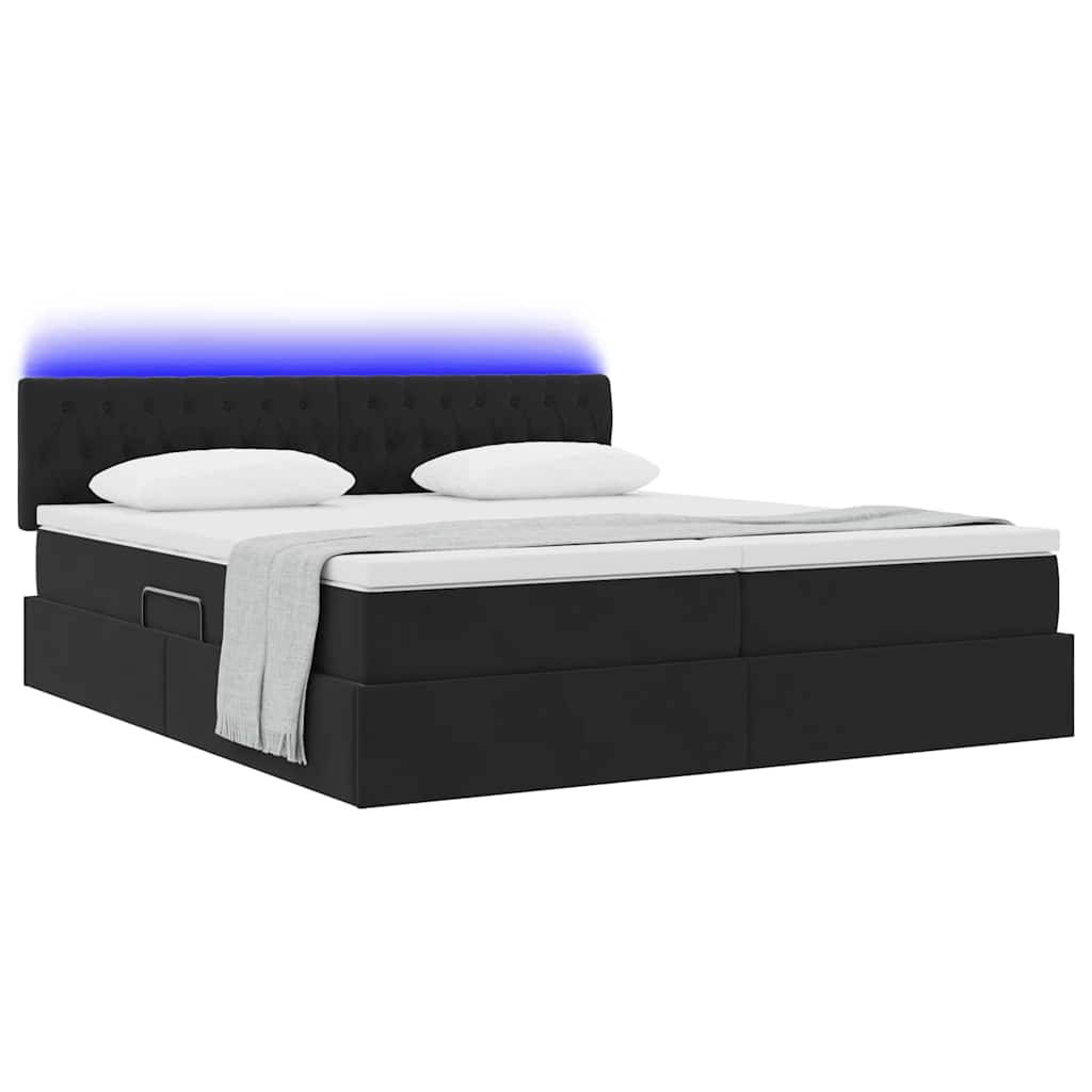 Thumbnail - vidaXL Bett mit LED-Lichtleisten Schwarz 180 x 200 cm Samt